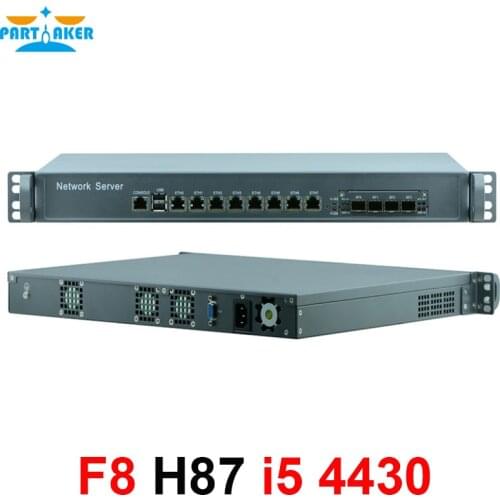 Network Security Server 1U Firewall PC with 8 ports Gigabit lan 4 SPF i5 4430 3.2Ghz 4G RAM 128G SSD Mikrotik PFSense ROS