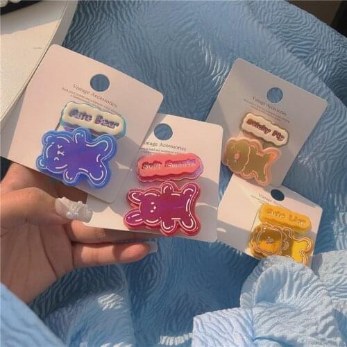 Cute Cartoon Bear Hairpin Mirror Soft Girl Japanese Side Clip Girl Sweet Hair Accessories Hairpin Bangs