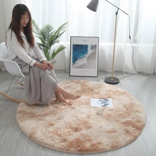 Nordic ins round variegated tie-dye gradient carpet living room coffee table mat long hair washable bedroom rug New Arrivals