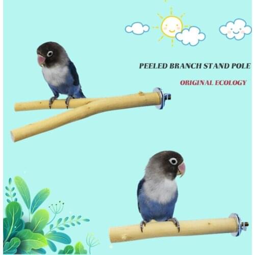 Parrot Standing Pole Branch Bird Cage Rack Peeled Log Tree Pole Rack Grinding Claws Tiger Skin Myna Rack Pole Bird Supplies