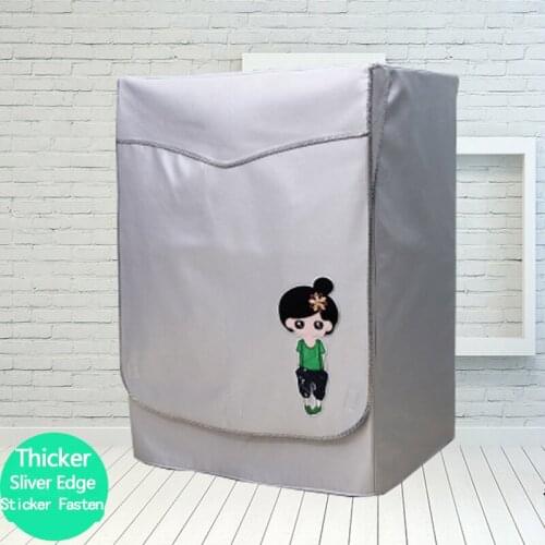 SRYSJS Thicken Washing Machine Cover Cartoon Pattern Oxford Cloth Dust Case for Roller Washing Machine Sticker Fasten Cover