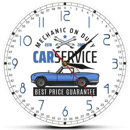 Vintage Garage Service Repair Mechanic on Duty Station Car Automotive Wall Clock Custom Garage Logo Business Brand Wall Watch