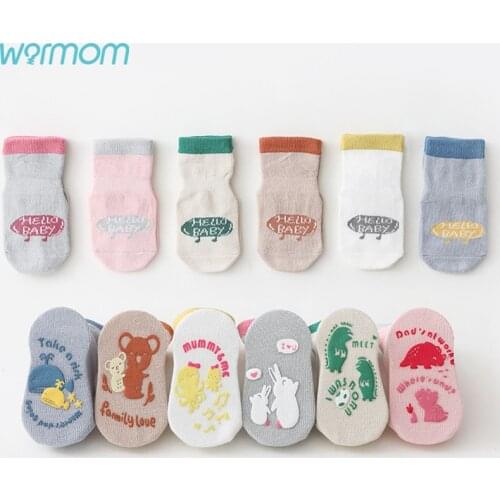 Warmom Two-color Big Glue Baby Toddler Socks for Spring Summer non-slip Floor Socks Boy Girl Socks Home Baby Kids Socks Cotton