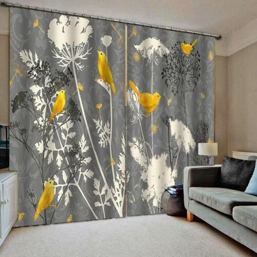 Plant Grey Dandelion Valance Window Curtains Dark Living Room Blackout Bedroom Indoor Drapes