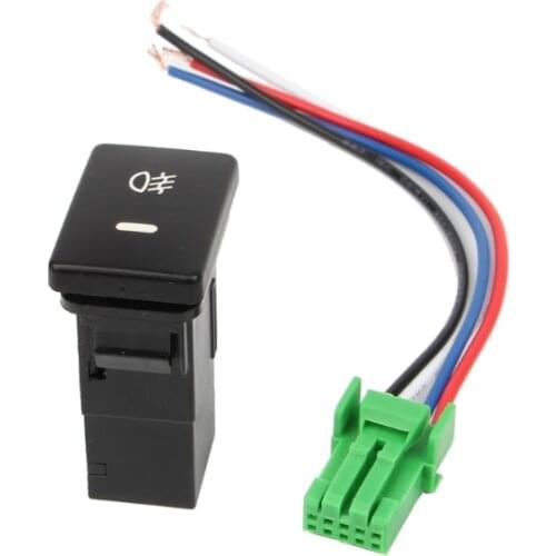 Yellow/Green Rear Fog light Push Switch 4 Wire Button For Toyota Camry Prius Corolla Foglight Switch DC12V