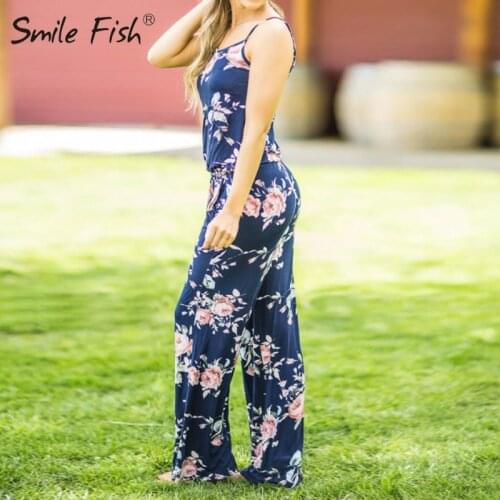 Women Casual Sleeveless Spaghetti Strap Striped Lounge Pajama Jumpsuit Comfortable Floral Wide Leg Pants Jumpsuits Overall GV736