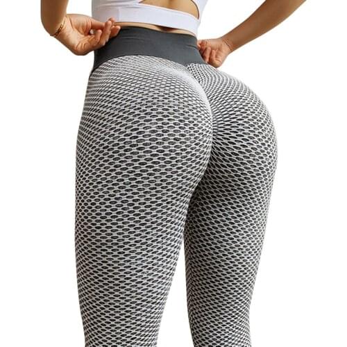CHRLEISURE Grid Tights Yoga Pants Women Seamless High Waist Leggings Breathable Gym Fitness Push Up Clothing Girl Yoga Pant