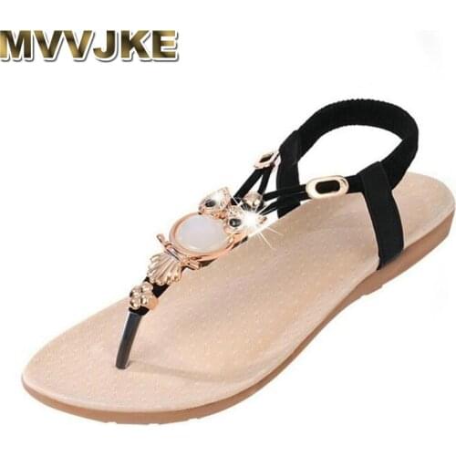 MVVJKE Women shoes sandals comfort sandals women Summer Classic Rhinestone fashion Summer high quality flat sandals