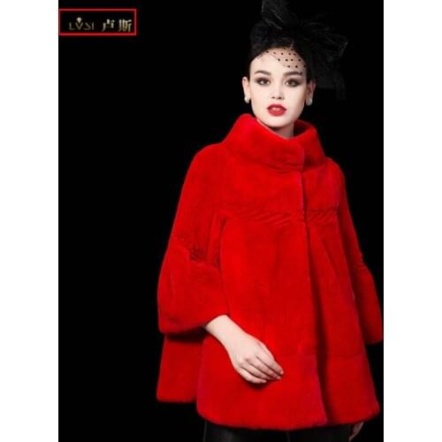 Skin Rex fur coat whole womens 2016 winter long loose outerwear coats female clothing