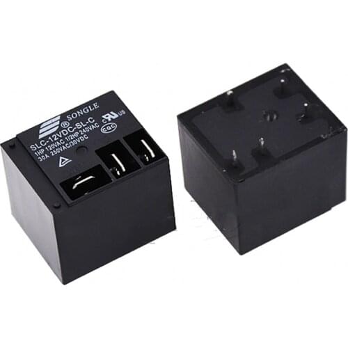 10PCS/lot Power relays SLC-12VDC-SL-C 12v 30A T91 HF2100 A set of conversions 5PIN Black Electrical PCB Relay