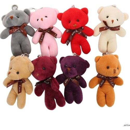 12cm Colorful Teddy Bear Pendant Bag Decoration Stuffed Soft Plush Keychain Doll Toy