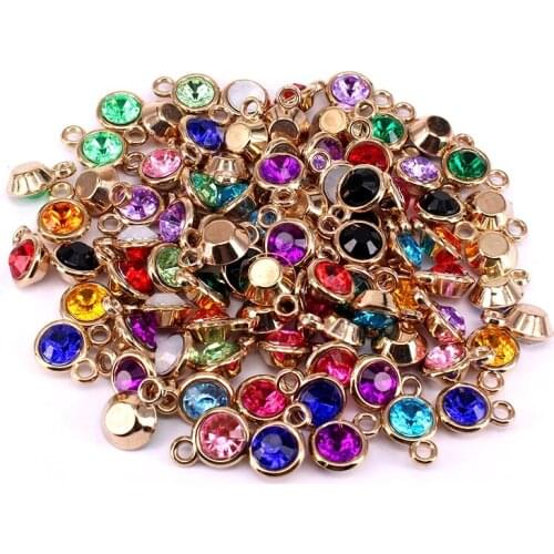 192 Pcs/bag Birthstone Charms for Jewelry Making Findings 15 X 11mm Gold Color Charm Fit DIY Bracelet Necklace Earrings A001
