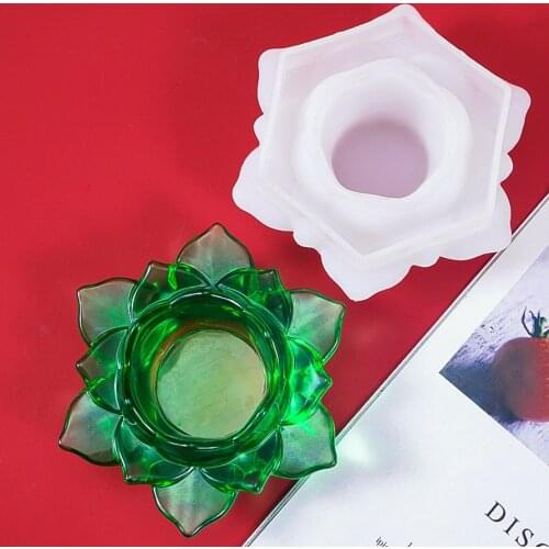 3D Diy Lotus Candle Holder Silicone Mold Epoxy Resin Flower Candles Holders Mold Craft Decoration Tool Diy At Home Making Tool