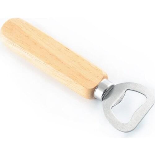 5pcs/lot Professional Stainless Steel Beer Opener Rubber Wood Handle Bottle Opener Flat Speed Bottle Cap Openers Bar Tools