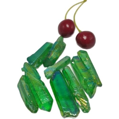 50g Electroplated Green Titanium Aura Lemurian Crystal Wand Point Healing Crystal Stone Natural Stones and Minerals