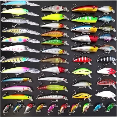 52pcs Mixed Fishing Lures Minnow Crankbaits Popper Bass Baits Wobblers Set Lifelike Fake Fishing bait Tackle Drop shipping