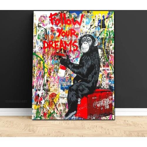 Abstract Follow Your Dreams Posters and Prints Street Graffiti Wall Art Animals Canvas Painting For Living Room Decor Cuadro