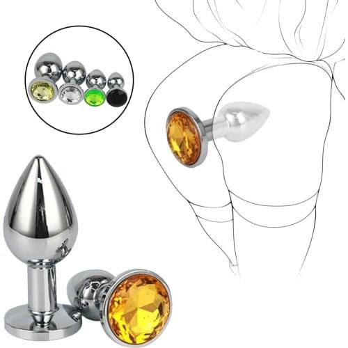 Anal Plug Sex Toys Stainless Smooth Steel Butt Plug Tail Crystal Jewelry Trainer for Women/Man Anal Dildo Adults Sex Shop