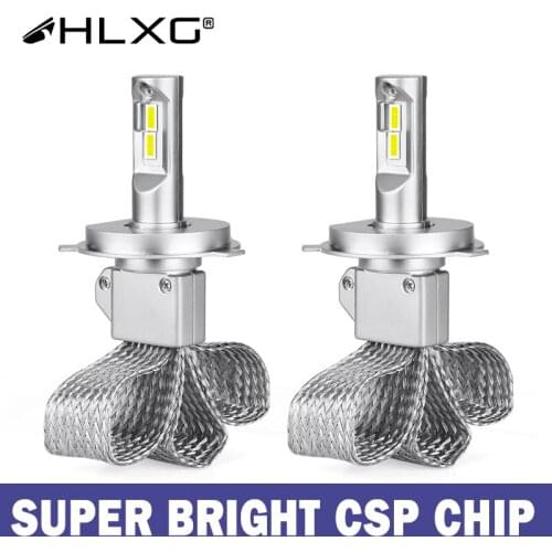 HLXG copper LED H4 H7 Headlight CSP Auto Car Bulb 12V 6000K 9005 HB4 H11 H8 HB3 9006 LED Lamps fanless light lâmpadas dos faróis