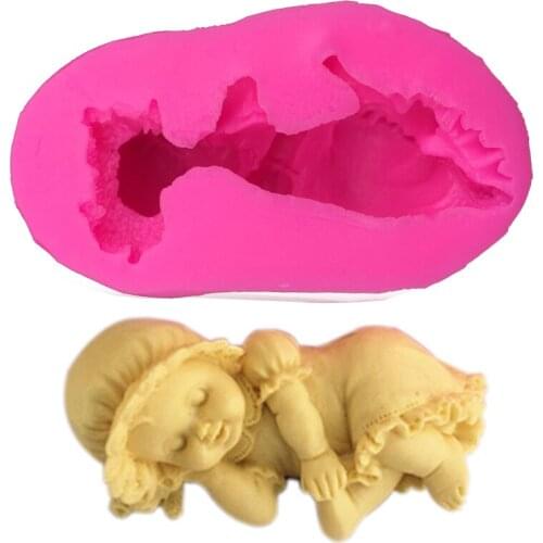 Baby girl shape fondant silicone soap mold kitchen baking chocolate pastry candy Clay making cupcake lace decoration tools F0160