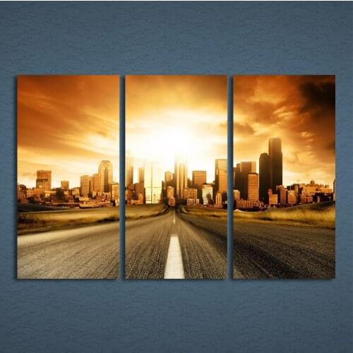 Canvas Painting Pictures Artwork 3 Pieces City Sunrise Modern Wall Art Landscape Home Decor For Living Room Printed Poster Frame