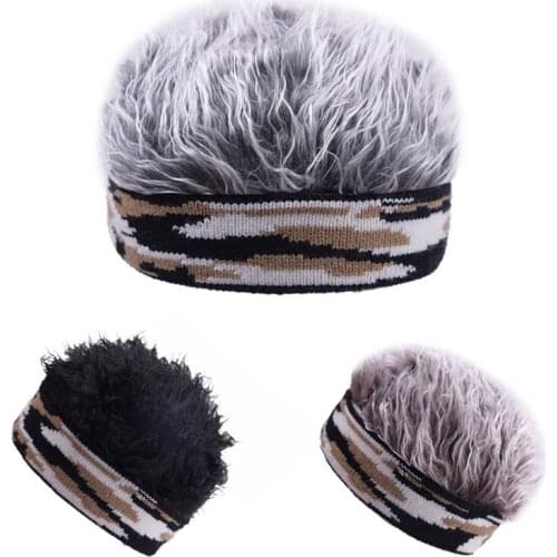 MYZOPER Camouflage Knitting Wig Cap Skullies Beanies Funny Hip Hop Unisex Elasticity Keep Warm Winter Hat