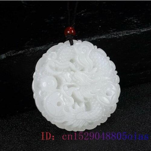 White Jade Dragon Pendant Carved Gifts Natural Amulet Women Necklace Jadeite Men Jewelry Chinese Fashion Charm