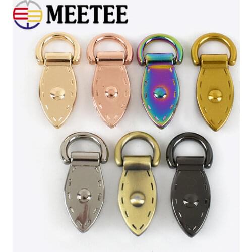 Meetee 4pcs Leaf D Metal Buckles Handbag Strap Clasp Bag Side Clamp Connector Chain Hang Ring Hooks DIY Leather Craft Accessory