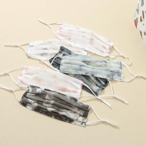 Fashion Mesh Mask For Women Breathable Reusable Print Face Mouth Masks Pattern Summer Dress Masks Uvproof Masques Decoration