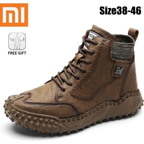 Xiaomi Men Sneakers Winter Waterproof Men Military Boots Comfortable Men Boots Work Shoes Outdoor Non-Slip Hiking Boots Size 47