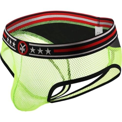 Mens Mesh Low Waist Sexy Men Underwear Briefs Open Bikini Buttocks Hollow Thong Men Underwear 4pcs/lot