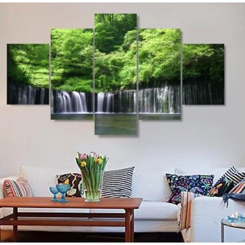 5D Diy Diamond Painting Set Tree Waterfall Landscape Diamond Embroidery 5pcs Cross Stitch Kits Full RoundDrill RhinestoneZP-2066
