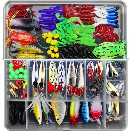 141pcs Fishing Fake Lures Set Spinnerbait Wobbler Metal Baits Spoon Lures Isca Artificial Free with Box Hard Lure Spinner Bait