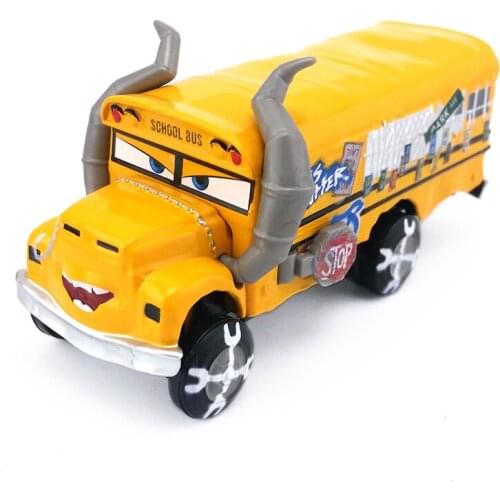 Disney Pixar Racing 3 latest school bus crazy Max alloy car model metal 1:55 model birthday gift toy boy
