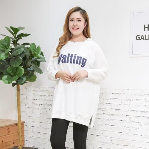 NEW Maternity autumn and winter cotton mid-length sweatshirts postpartum breastfeeding and loose T-shirt 75kg-150kg can be worn