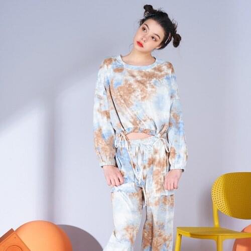 Spring Pajamas Ladies Long Sleeve Round Neck Waist Fashion 2-Piece Pijama Suit Cotton Printing Sleepwear Loungewear Women Pj Set