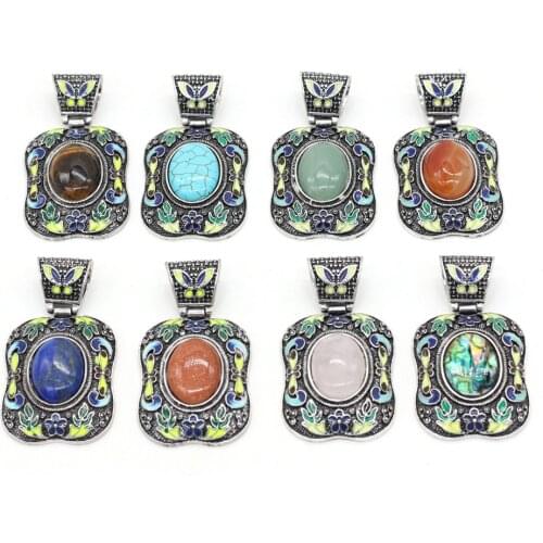 Natural Semi-precious Abalone Shell Charms Vintage Ethnic Bohemian Agates Pendant for Women Jewelry Making DIY Necklace Gift