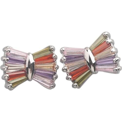 Helpful Multi-Color MultiGem 2*5mm Semi-precious Silver Cool For Womens Stud Earrings ED0199