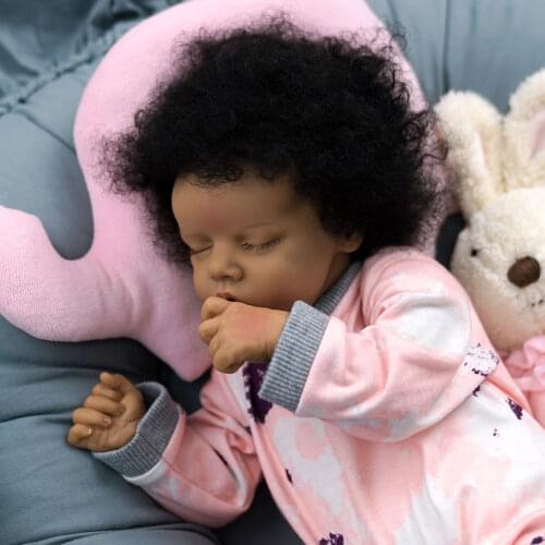 Reborn Lifelike Toddler 43CM Soft Vinyl Toys Black Skin African American Reborn Babe Doll with Bottle For Girls Children LOL