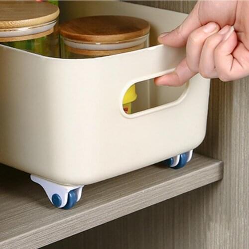 4Pcs Storage Box Pulley Self Adhesive Good Load Capacity HIPS Transh Can Pullery for Home Money Boxes Home Decor