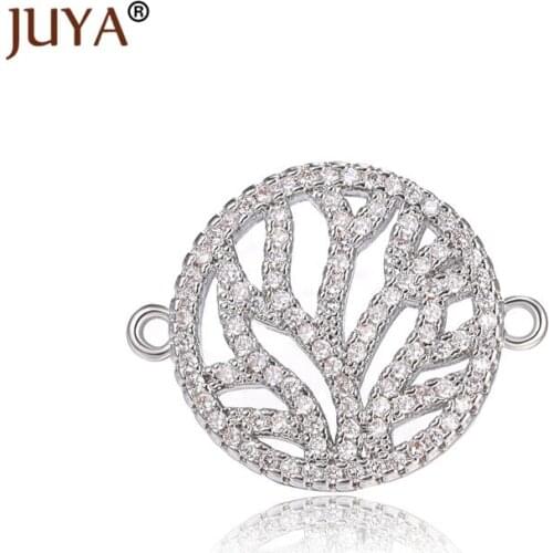 Trendy Tree of Life Connectors For Jewelry making Accessories High quality Copper Metal Inlay AAA Zircon Rhinestone Tree Pendant