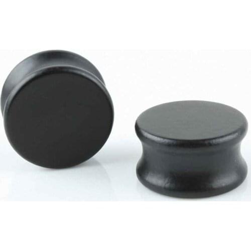 TUMBEELLUWA 1Lot (2Pc) Fashion Unisex Black Organic Areng Wood Double Saddle Flesh Ear Tunnels Plugs Earlet