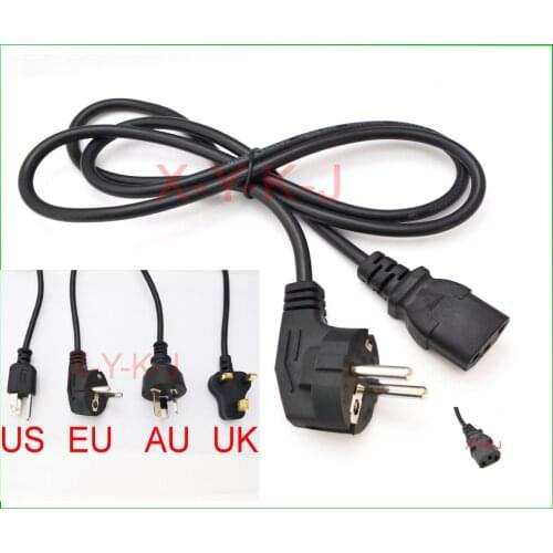 100pcs Universal 3 Prong Power Cord Cable 1.2M UK Plug / EU Plug / US Plug / AU Plug for Desktop Printers Monitors+Free shipping
