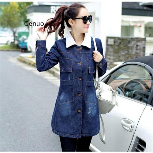 Plus Size 5Xl Womens Denim Clothing Winter Coat Thickened Denim Jackets Lamb Wool Warm Cotton Parka Casual Loose Outwear