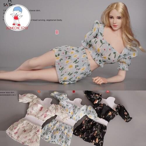 1:6 Female Fashion Puff sleeve loose skirt crushed flower clothes Set for 12 inch TBL PH action soldier figure jiaou dolls