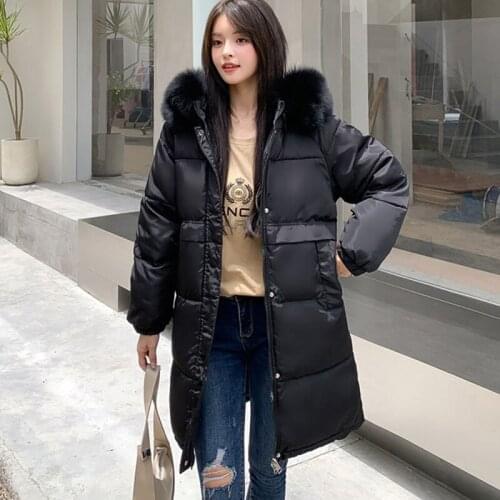 Winter Women Loose Long jacket 2021 New Casual Thick Warm Mid-Long Hooded parkas Jackets female pockets snow coats