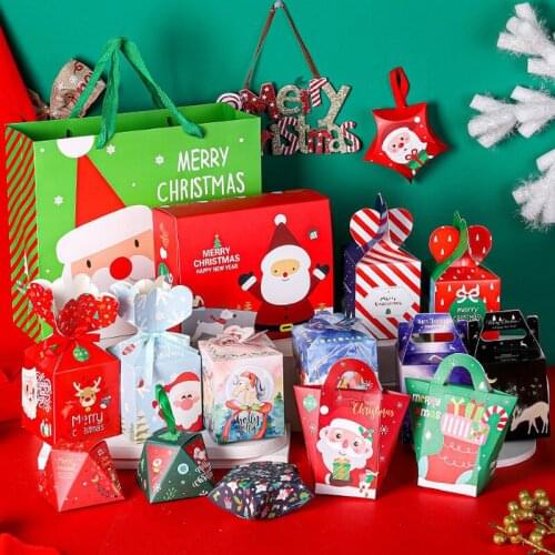 1pcs New Christmas Candy Gift Boxs Foldable and Easy To Carry Portable Gift Bag Box Paper Bag Boys Girls Gifts