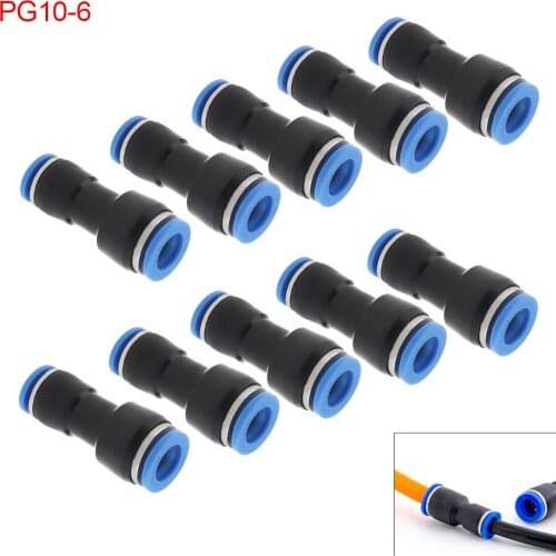 10PCS/lot 10MM 6MM PG10-6 Plastic Straight Through Quick Connector Pneumatic Insertion Air Tube fit for Pneumatic Air Connector