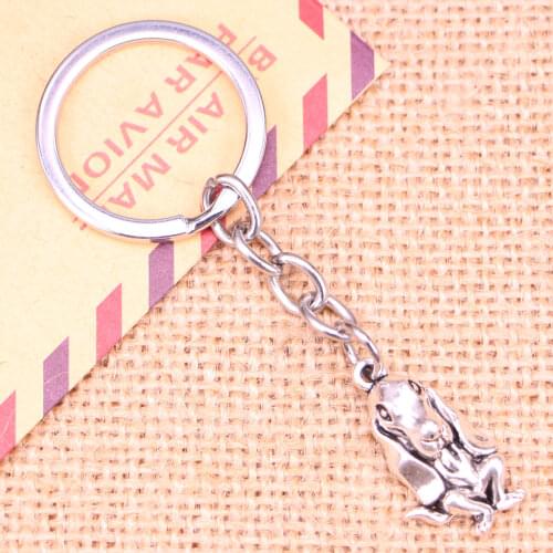 20pcs New Fashion Keychain 25x14mm hound dog Pendants DIY Men Jewelry Car Key Chain Ring Holder Souvenir For Gift
