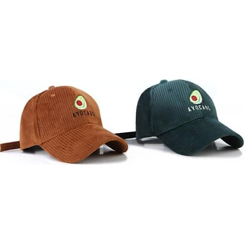 2020 Fruit Embroidery Corduroy Casquette Warm Baseball Cap Adjustable Snapback Hats for Men and Women 232